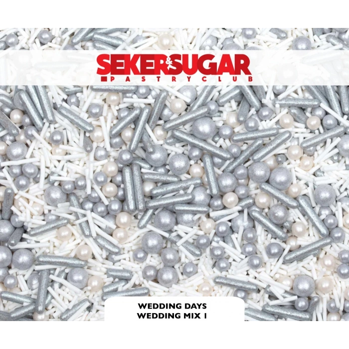 Şeker Sugar Mix Sprinkles Şeker Beyaz Gri 45 gr