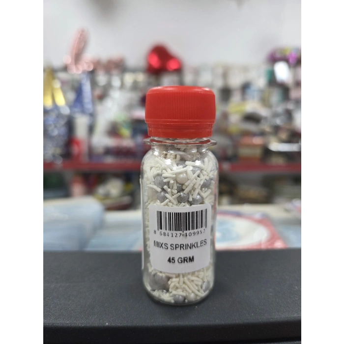 Şeker Sugar Mix Sprinkles Şeker Beyaz Gri 45 gr