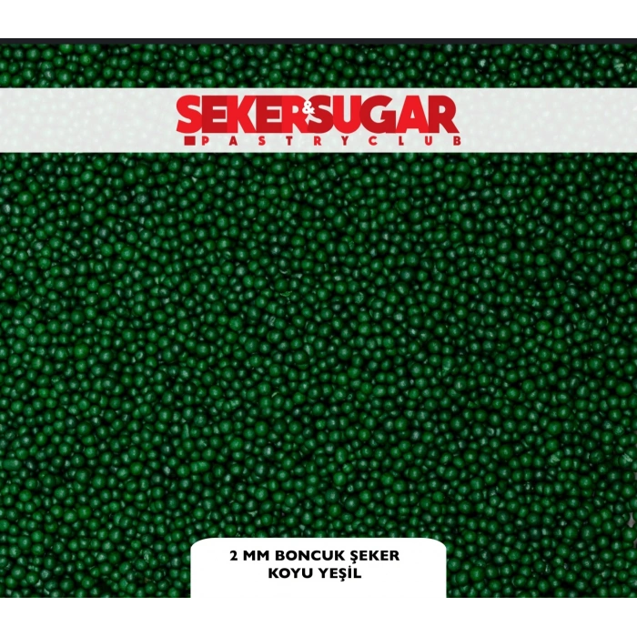 Şeker Sugar 2 mm Koyu Yeşil Boncuk Şeker Draje 100 gr