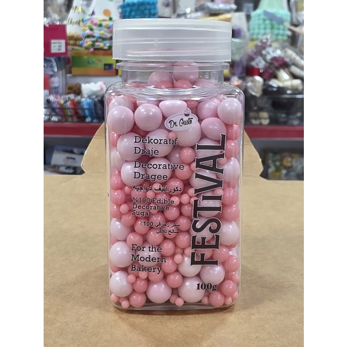 Dr Gusto Festival Şeker 100 gr Açık Pembe Pembe Draje