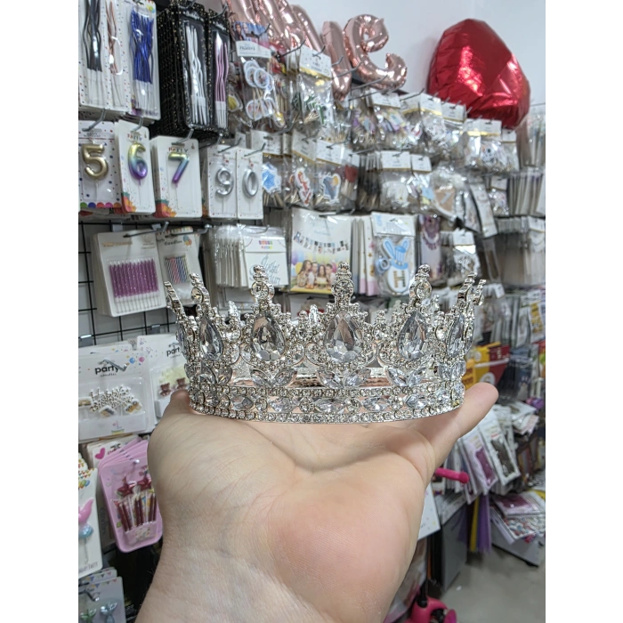 Metal Taç Gümüş 12 cm