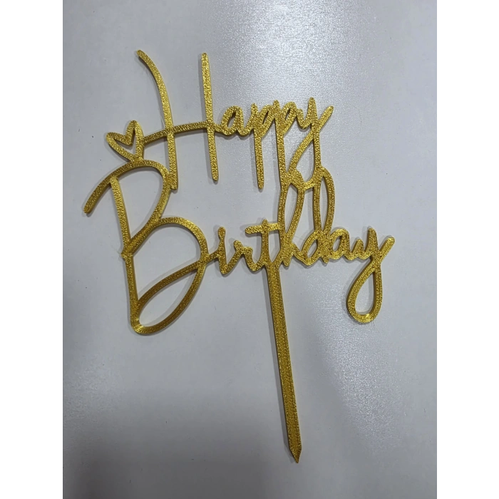 Happy Birthday 3d Filament Baskı Çubuklu Pasta Üstü Süs Renk Seçenekli