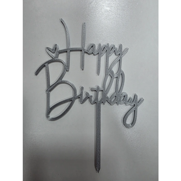 Happy Birthday 3d Filament Baskı Çubuklu Pasta Üstü Süs Renk Seçenekli