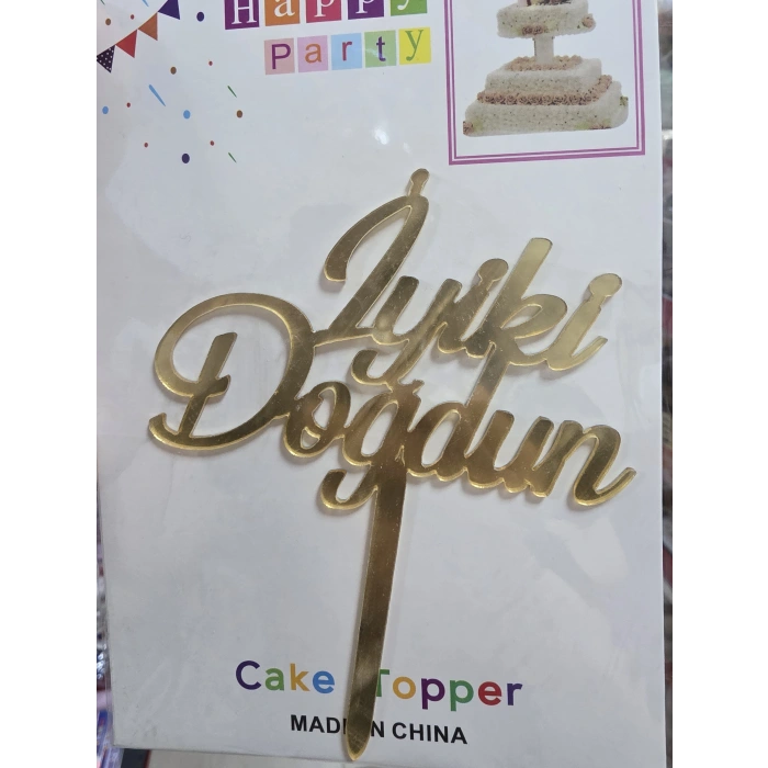 İyi ki Doğdun Gold Pleksi Pasta Üstü Süs