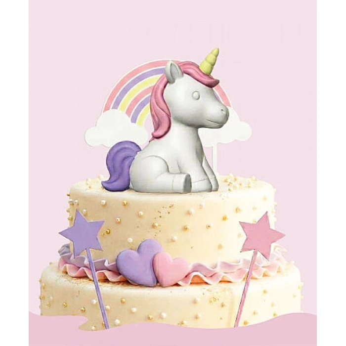 Pasta Üstü 3D Tasarım Ürünler Unicorn Model 6 Parça