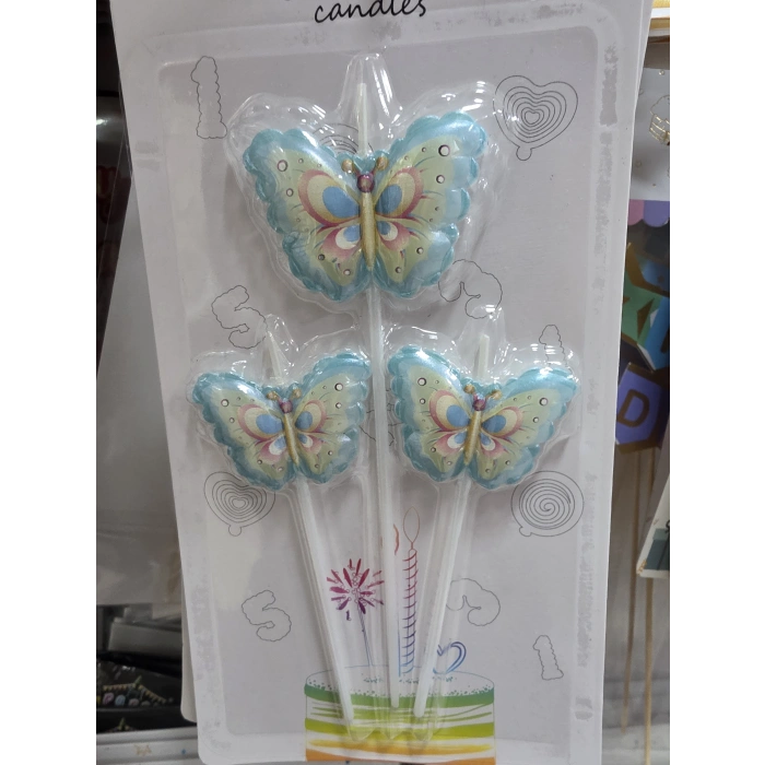 3 lü Kelebek Mum