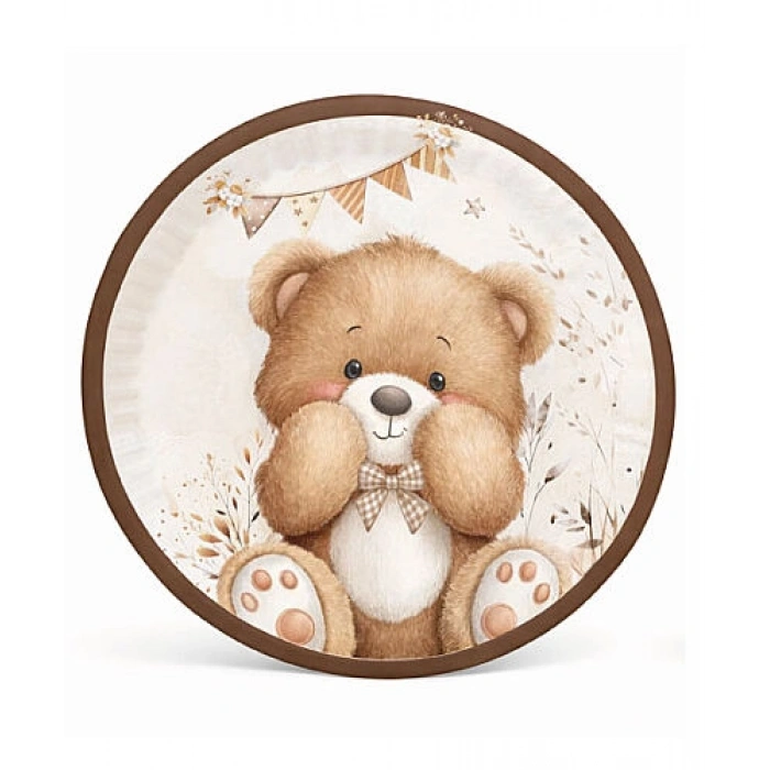 Karton Tabak Teddy Bear 23 cm 8 Parça