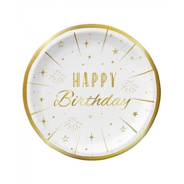 Karton Tabak Gold Varaklı Happy Birthday 23 cm 6 Parça