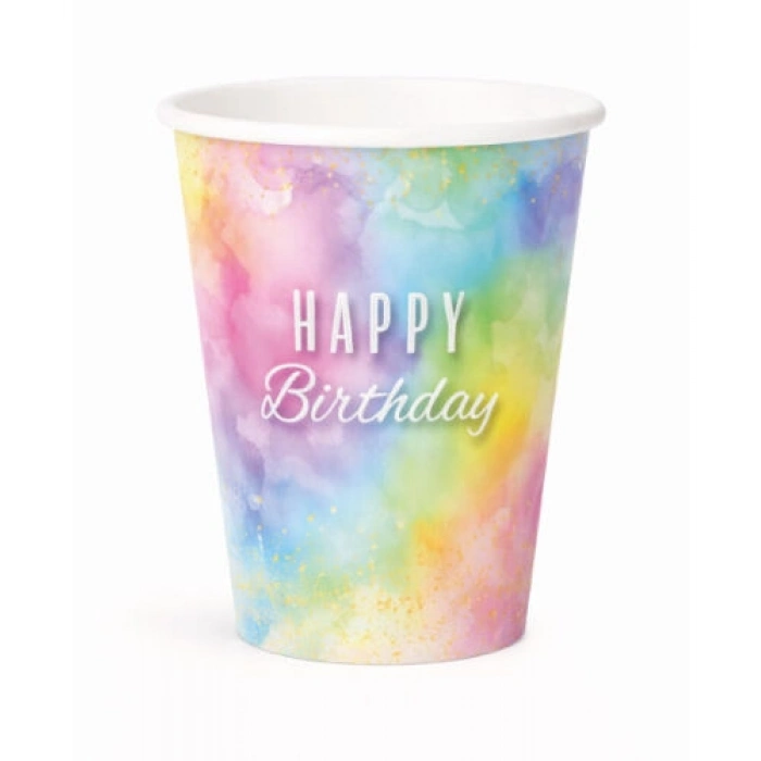 Karton Bardak Makaron Happy Birthday 8 Parça