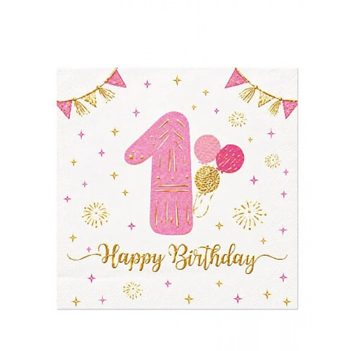 Kağıt Peçete Varaklı 1 Yaş Pembe 20 Parça