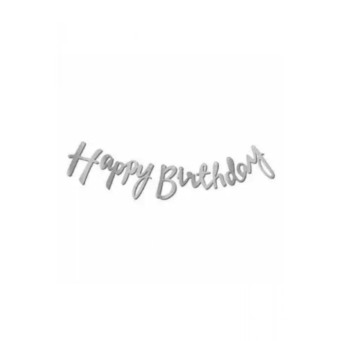 Kaligrafi Kağıt Banner Gümüş Varak Baskılı İyi Ki Doğdun Happy Birthday