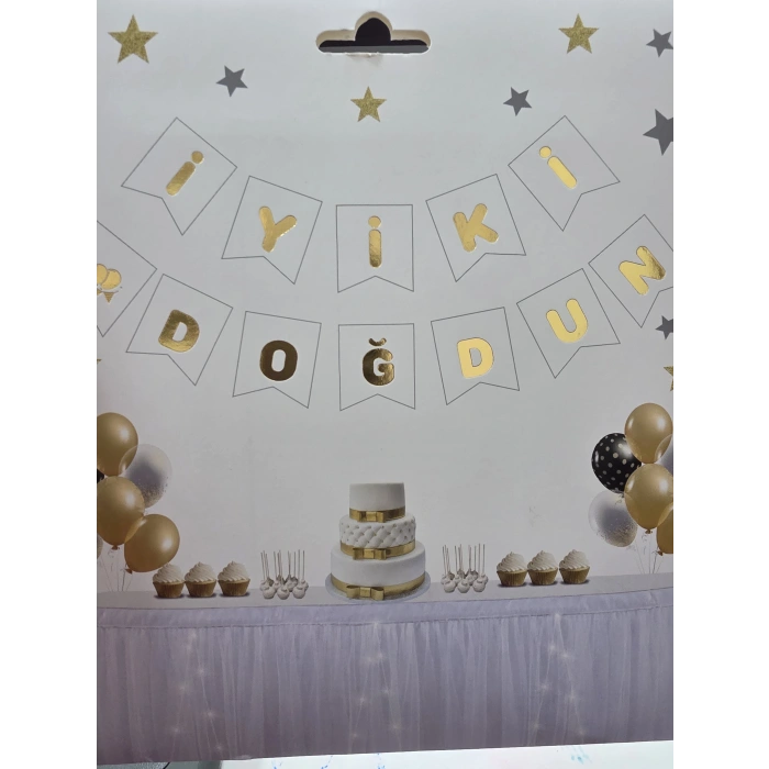İyiki Doğdun Banner Beyaz Gold