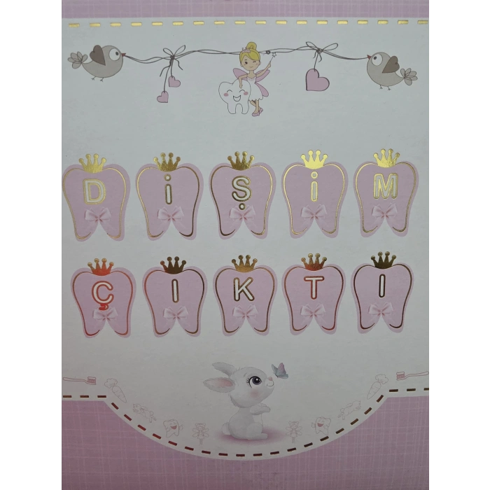 Dişim Çıktı Banner Pembe Gold Varaklı