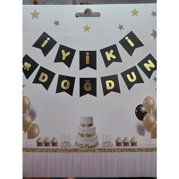 İyiki Doğdun Banner Siyah Gold Varak