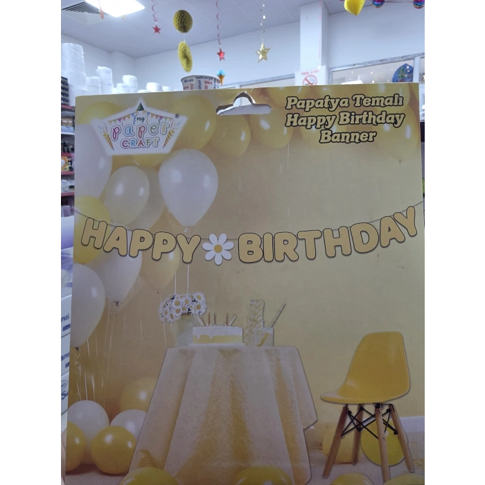 Papatya Temalı Happy Birthday Banner