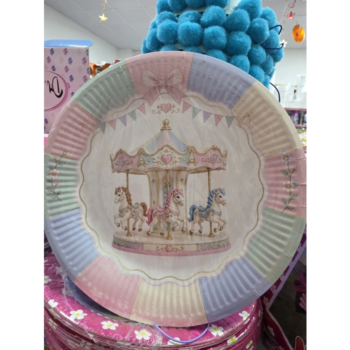 Karton Tabak Atlıkarınca Temalı 8 li 23 cm