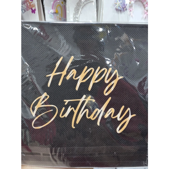 Happy Birthday Siyah Peçete 20 li