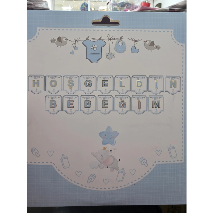 Hoşgeldin Bebeğim Mavi Altın Banner Yazı