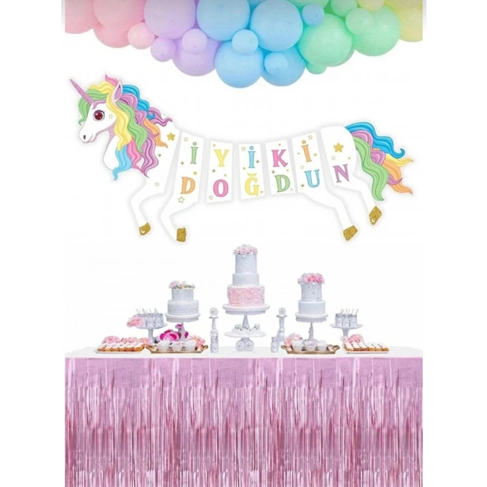 Çok Renkli Unicorn Banner