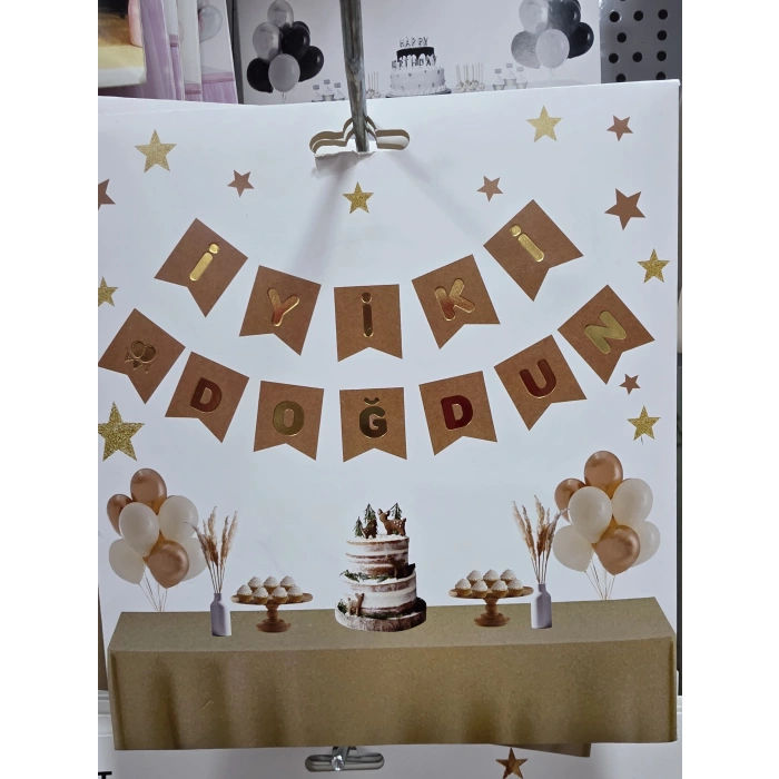 İyiki Doğdun Kraft Gold Kağıt Banner