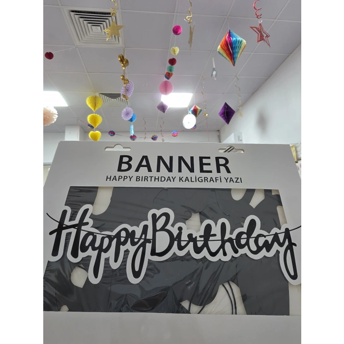 Kaligrafi Happy Birthday Siyah Banner