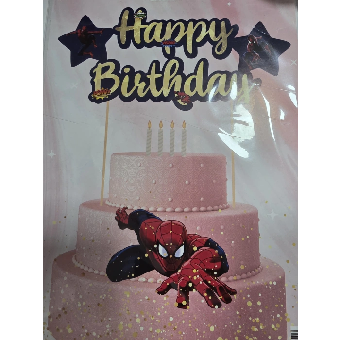 Happy Birthday Spider Pasta Üstü Süs