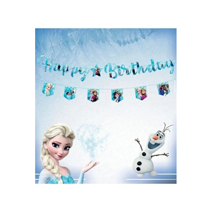 Snow Flakes Karlar Ülkesi Happy Birthday Banner
