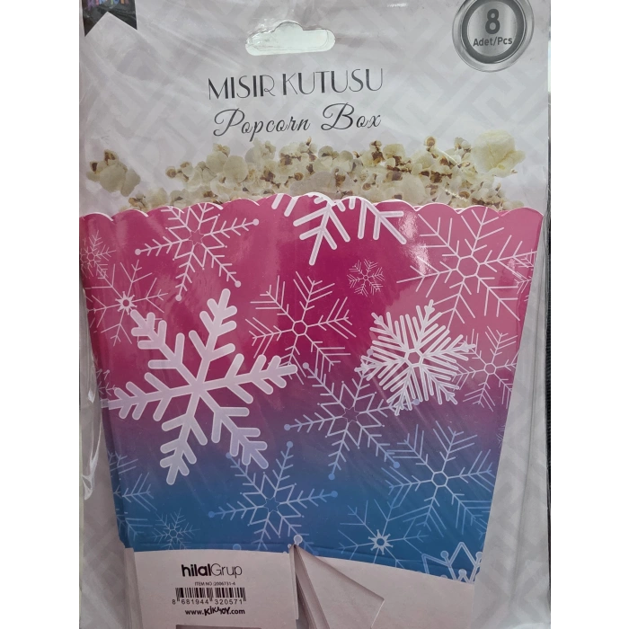 Mısır Kutusu Popcorn 8 li Kar Tanesi