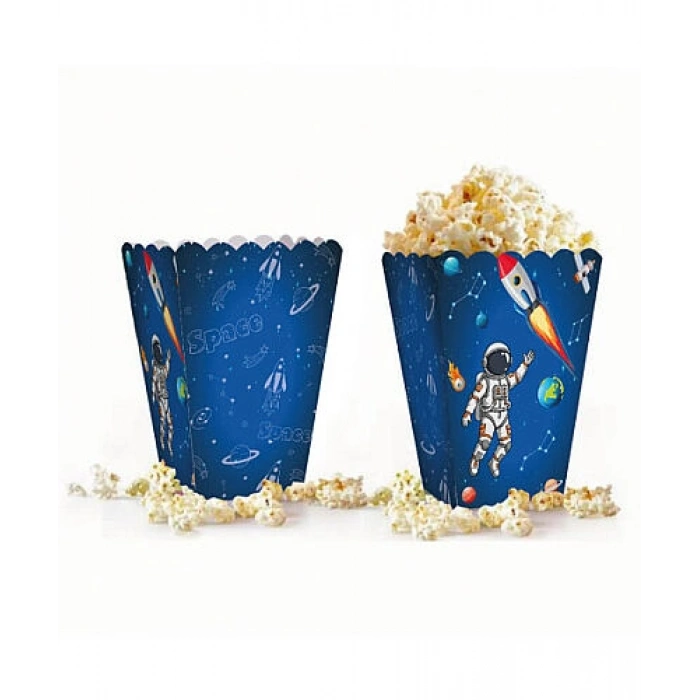 Uzay Temalı Karton Mısır Kutusu Popcorn 8 li