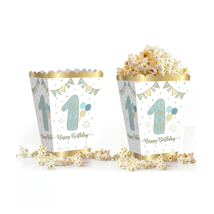 1 Yaş Mısır Kutusu Popcorn Mavi Altın