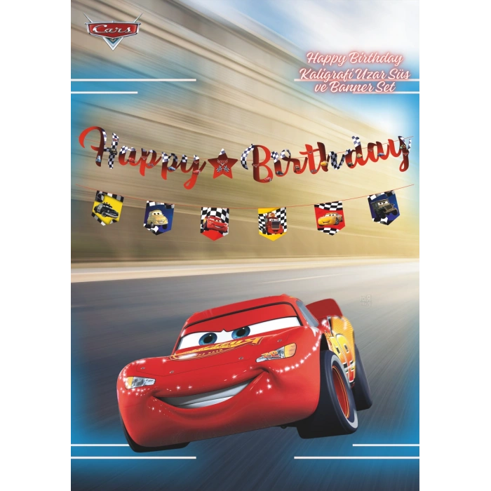 Şimşek McQueen Temalı Yarış Arabası Happy Birthday Banner