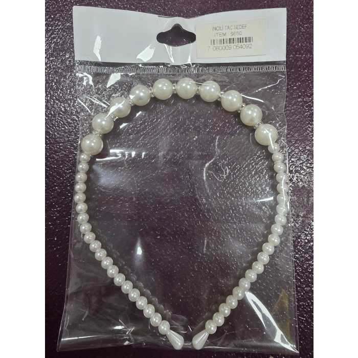 Bride Plastik İncili Taç