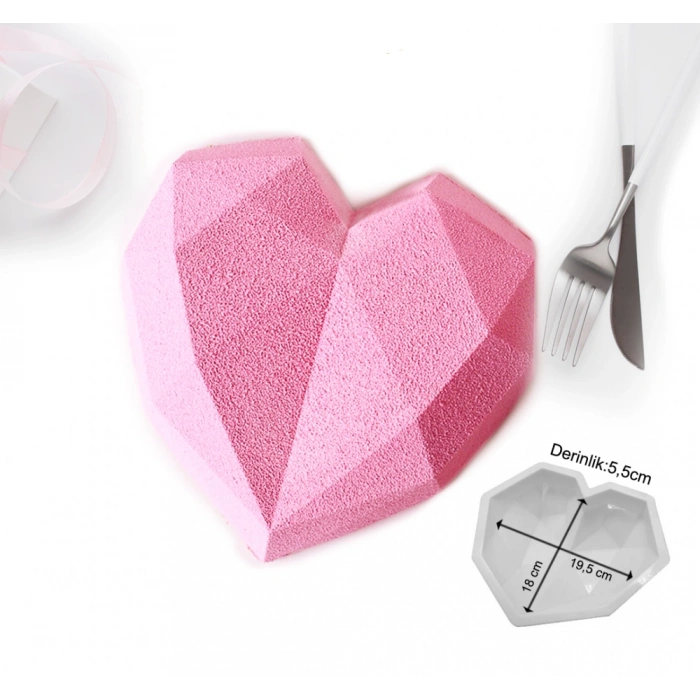 Büyük Elmas Kalp Silikon Pinyata Kalıbı