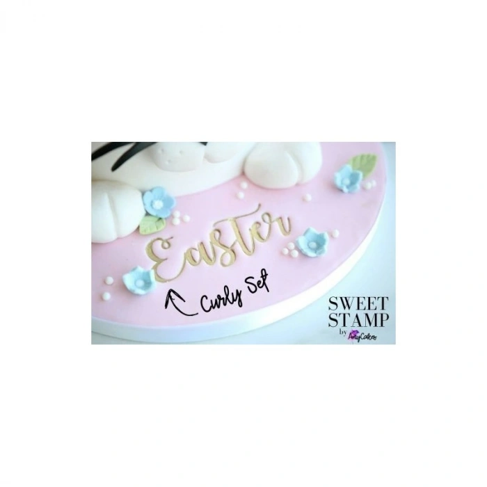 Cesil Stamp Kaligrafi Curly Alfabe Rakam Set