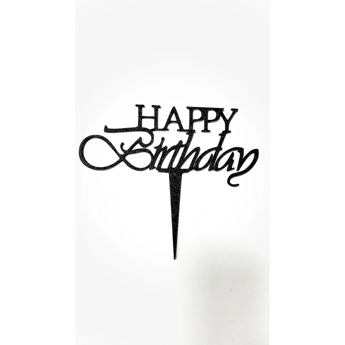 Happy Birthday Gold 3d Baskı Gold-Siyah seçenekli