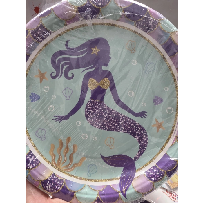 Karton Tabak Deniz Kız 23 cm 8 Parça