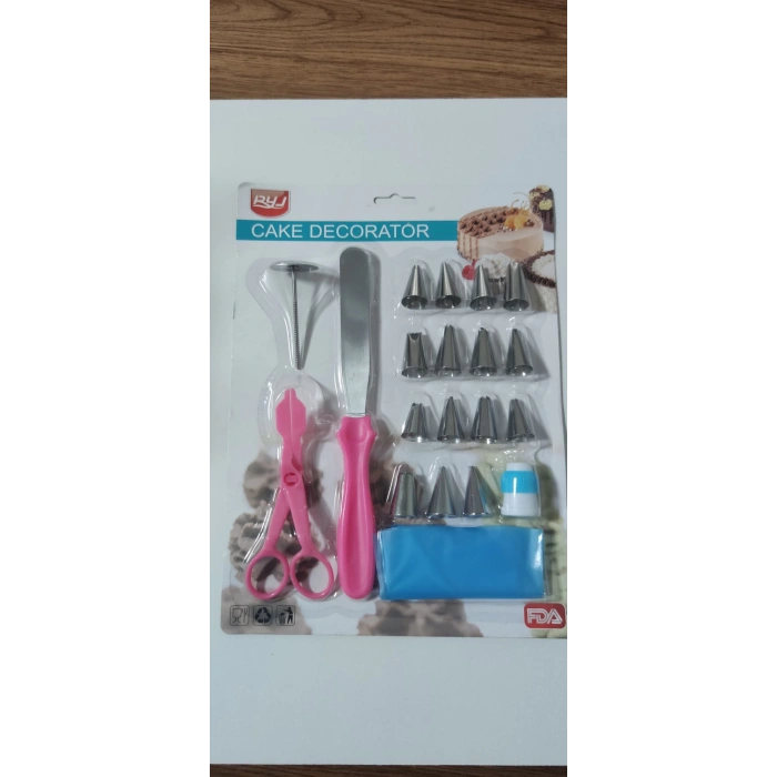 Krema seti Spatula Palet + Silikon Krema Sıkma Torbası +15 li duy seti + Duy kilidi + Gül makası + Gül çivisi