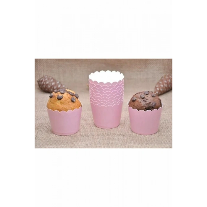 Makaron Bebek Pembe renk Cupcake Kapsül 25 adet 6.5x5 cm