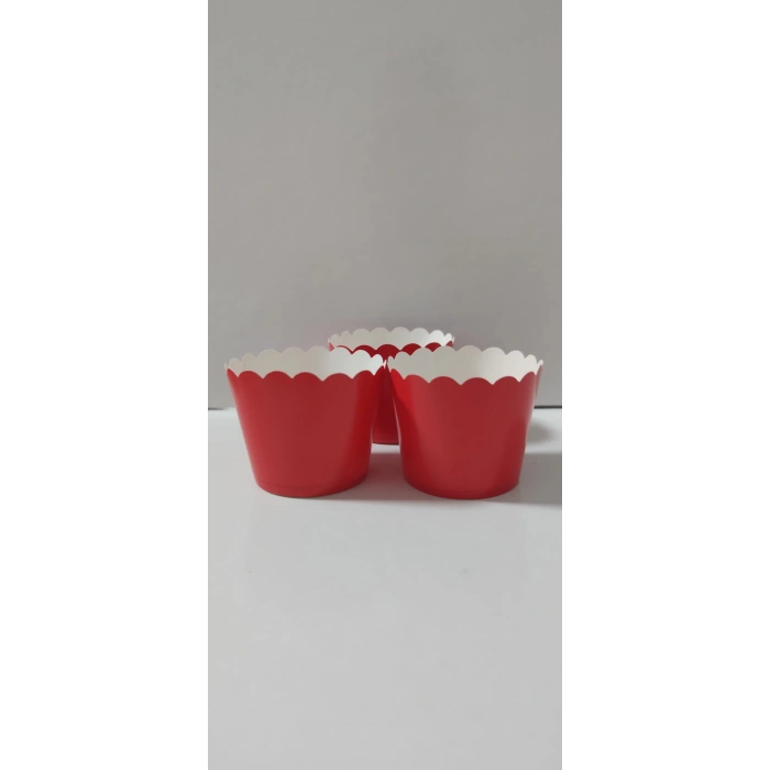 Makaron Kırmızı renk Cupcake Kapsül 25 adet 6.5x5 cm