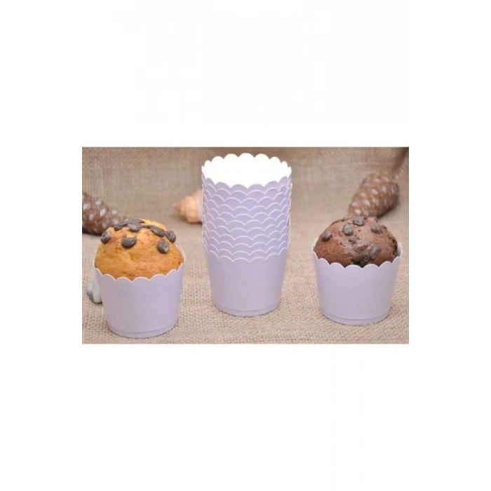 Makaron Lila renk Cupcake Kapsül 25 adet 6.5x5 cm