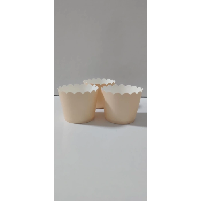 Makaron Somon renk Cupcake Kapsül 25 adet 6.5x5 cm