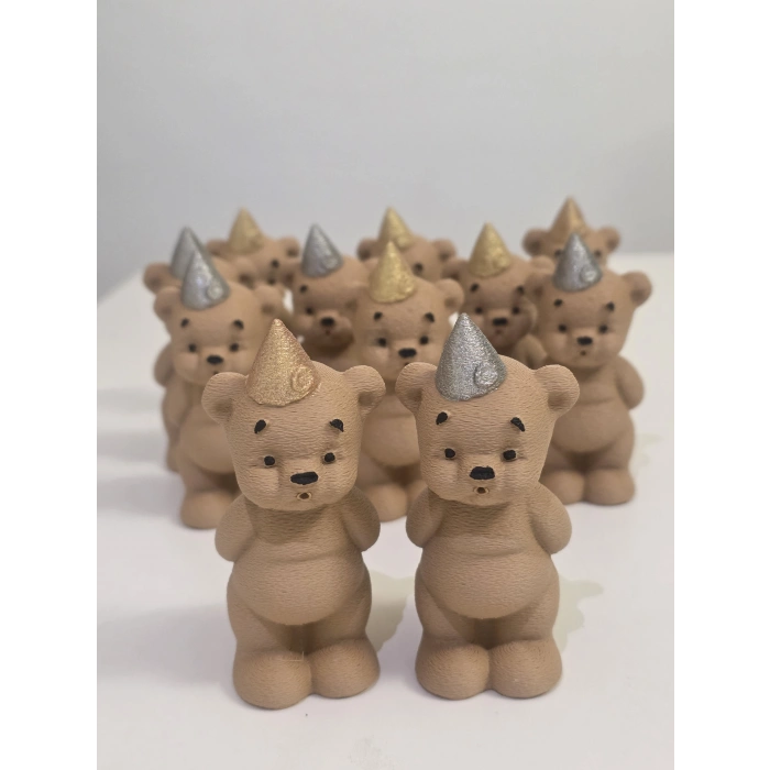 Mum Üfleyen Ayıcık Figürü 8-10 cm (gold-gümüş şapka seçenekli)