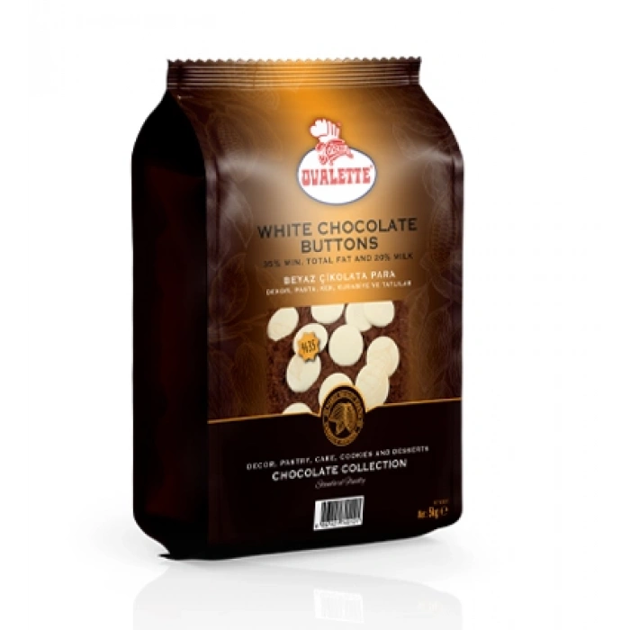 Ovalette Beyaz Kuvertür Para Pul Çikolata %35(5Kg)