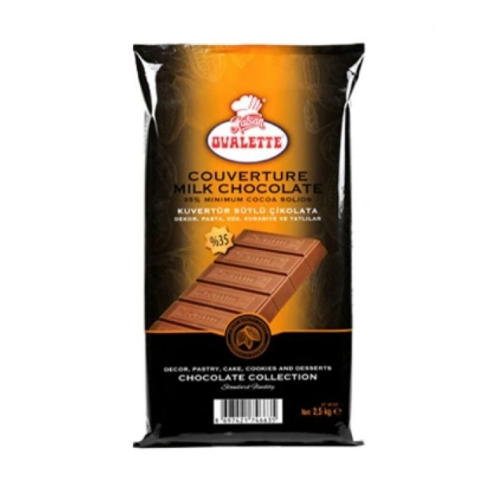 Ovalette Sütlü Kuvertür Çikolata %35 Kakao 2.5 Kg