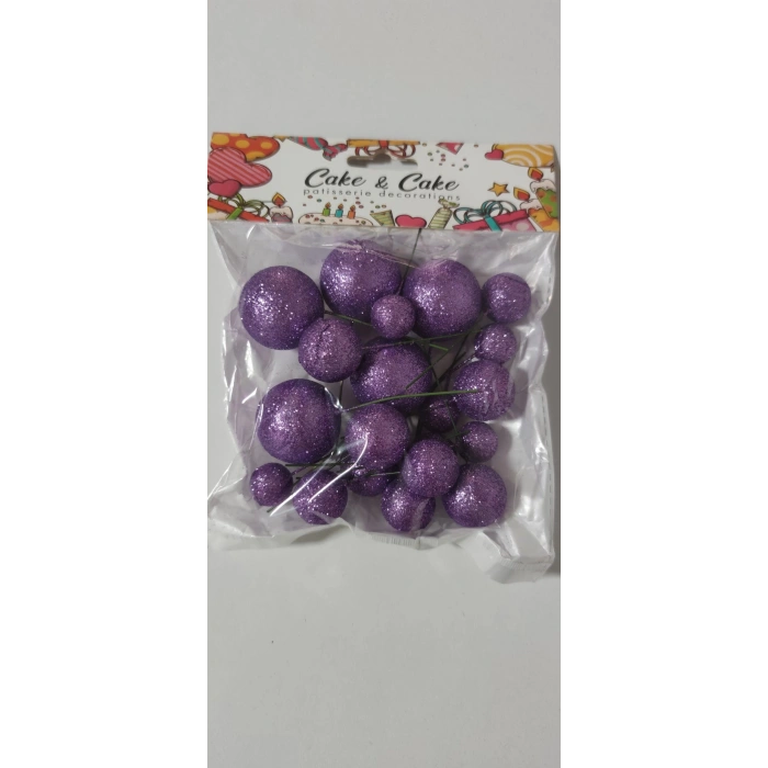 Pasta süsleme topları mor simli