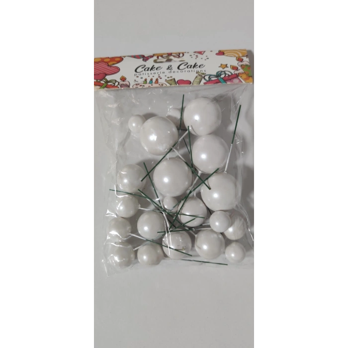 Pasta süsleme topları sedef beyaz
