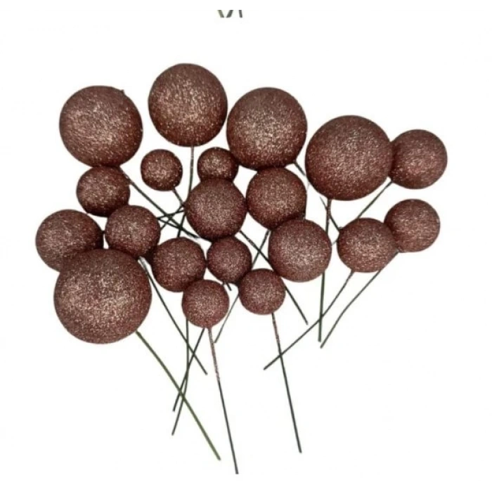 Pasta Süsleme Topları Simli Bronz
