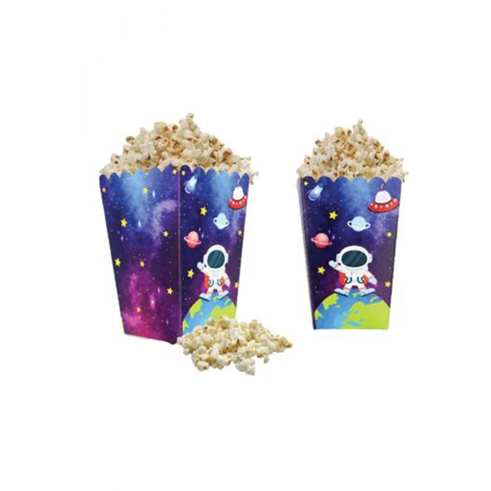 Uzay Temalı Karton Mısır Kutusu Popcorn 8 li