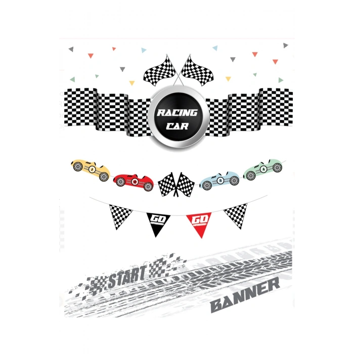 Yarış Arabalı Temalı Banner 9 Parça