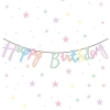 Happy Birthday Temalı Kağıt Banner Süs Makaron Renk